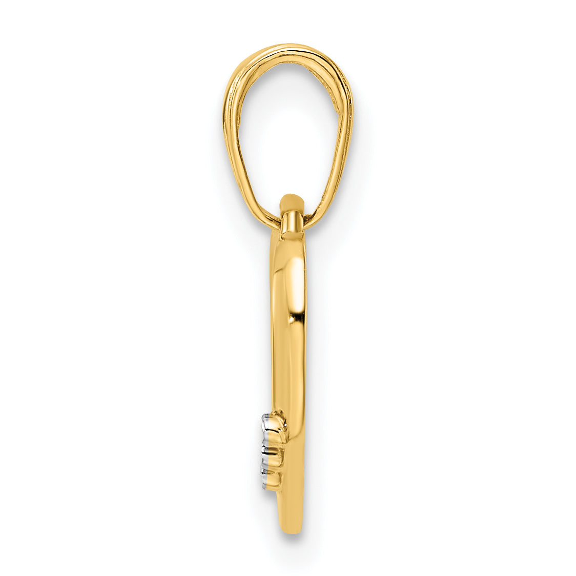 14k and White Rhodium Diamond-cut Heart Pendant