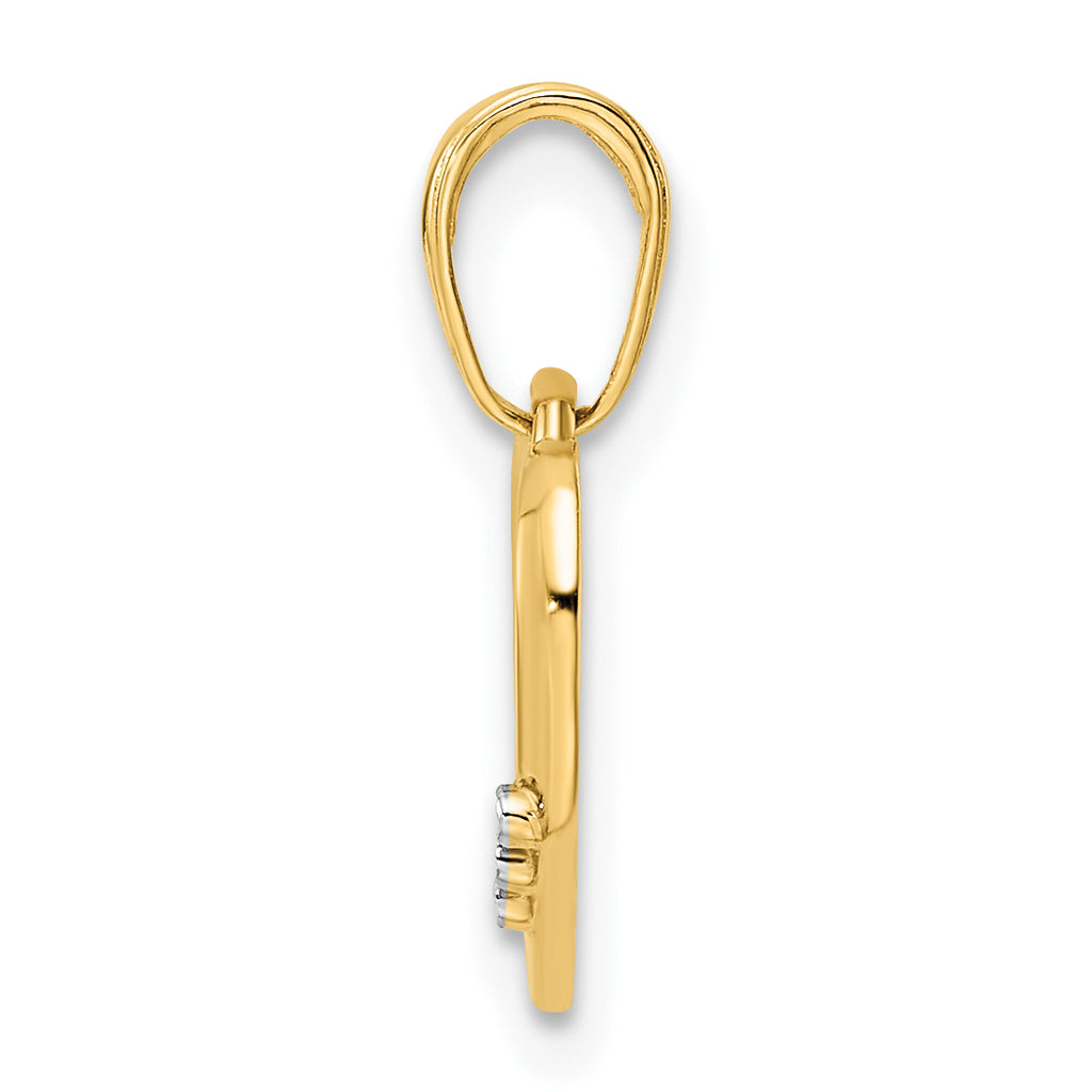 14k and White Rhodium Diamond-cut Heart Pendant