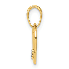 14k and White Rhodium Diamond-cut Heart Pendant