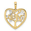 14k and White Rhodium Diamond-cut Tree of Life Heart Pendant