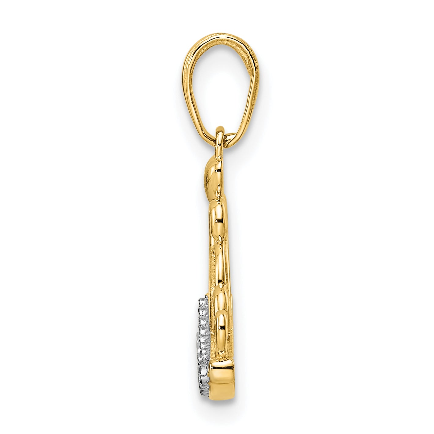 14k and White Rhodium Diamond-cut Crown Pendant Secondary image