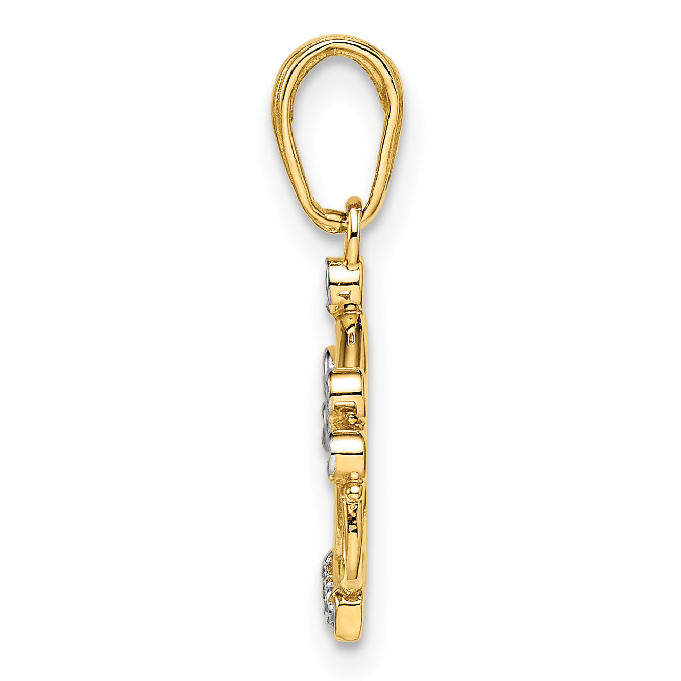 14k and White Rhodium Diamond-cut Crown Pendant Secondary image