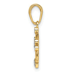 14k and White Rhodium Diamond-cut Crown Pendant