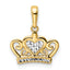 14k and White Rhodium Diamond-cut Heart Crown Pendant