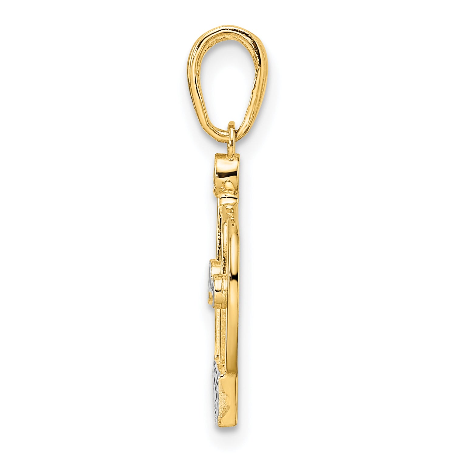 14k and White Rhodium Diamond-cut Crown Pendant Secondary image