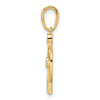14k and White Rhodium Diamond-cut Crown Pendant