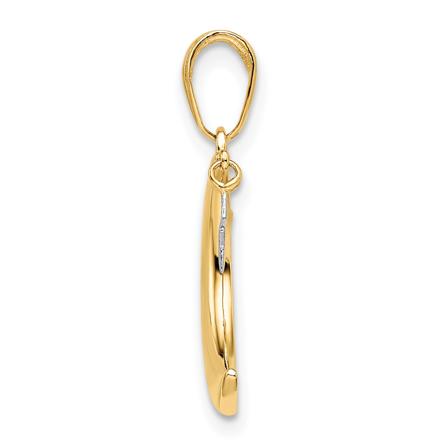 14k & White Rhodium Moon w/ Dangle Star Pendant Secondary image