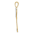 14k w/White and Rose Rhodium Diamond-cut Hearts Key Pendant