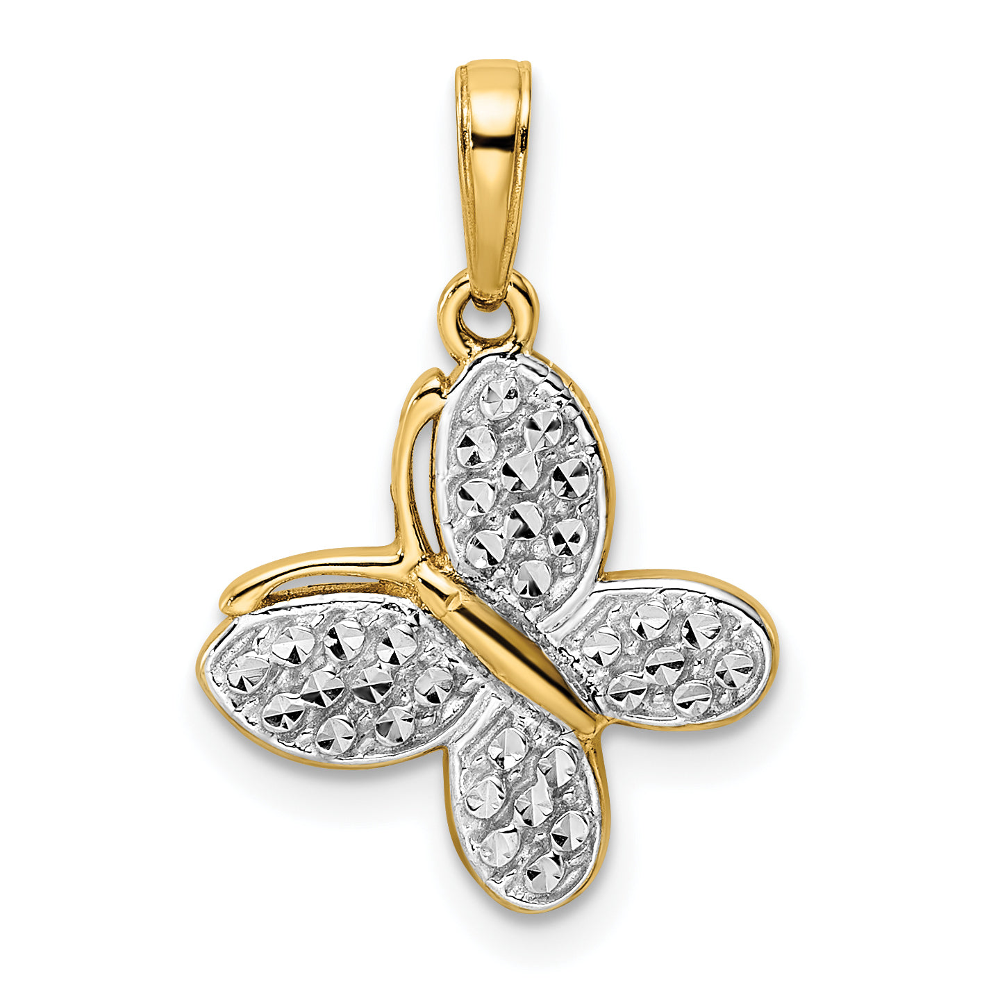 14k and White Rhodium Diamond-cut Fancy Butterfly Pendant Main image