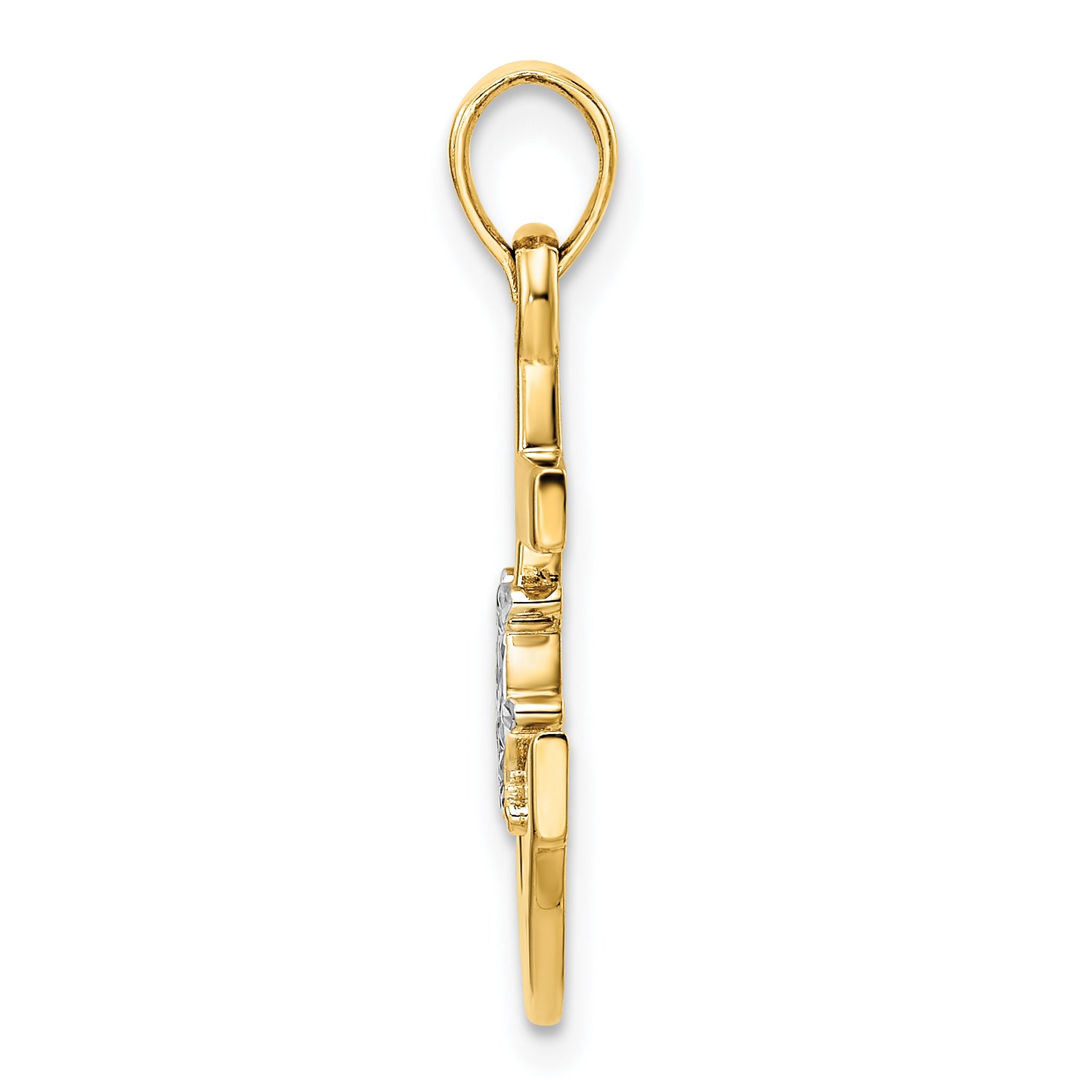 14k/White Rhodium D/C Anchor and Ship's Wheel Pendant Secondary image