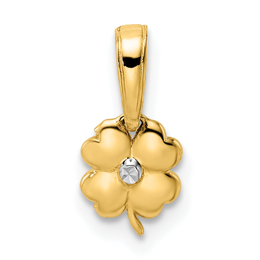 14k & White Rhodium D/C 4 Leaf Clover Pendant Main image