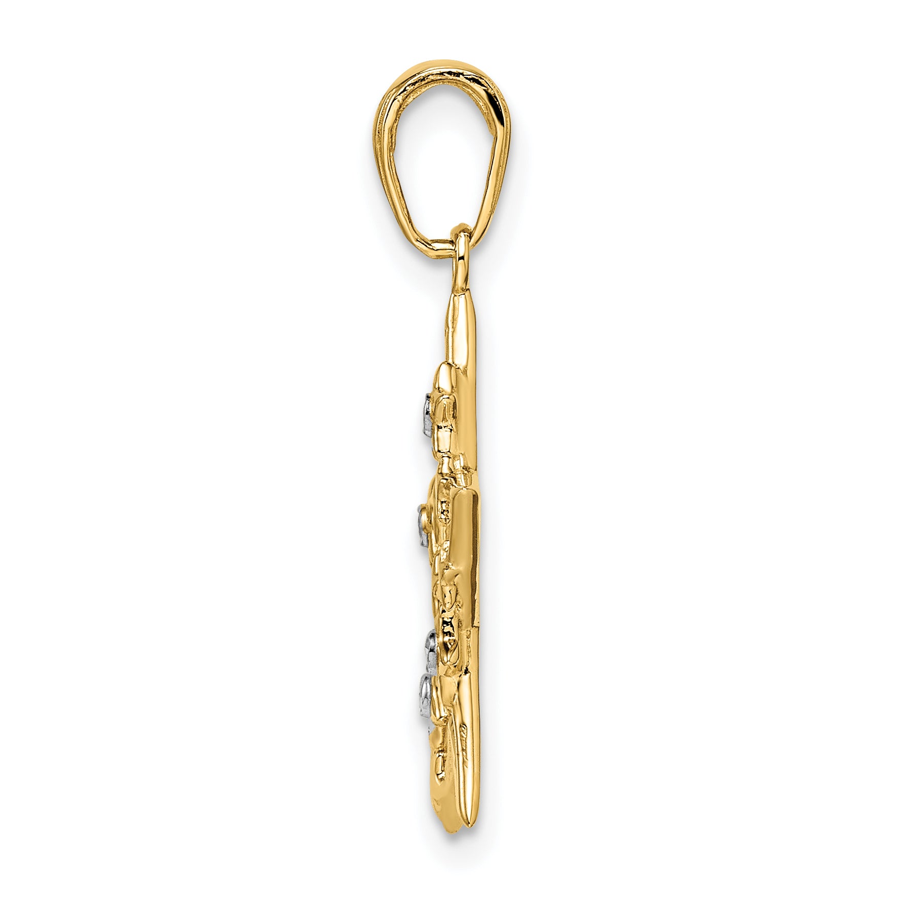 14k & White Rhodium D/C Stars Pendant Secondary image