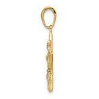 14k & White Rhodium D/C Stars Pendant