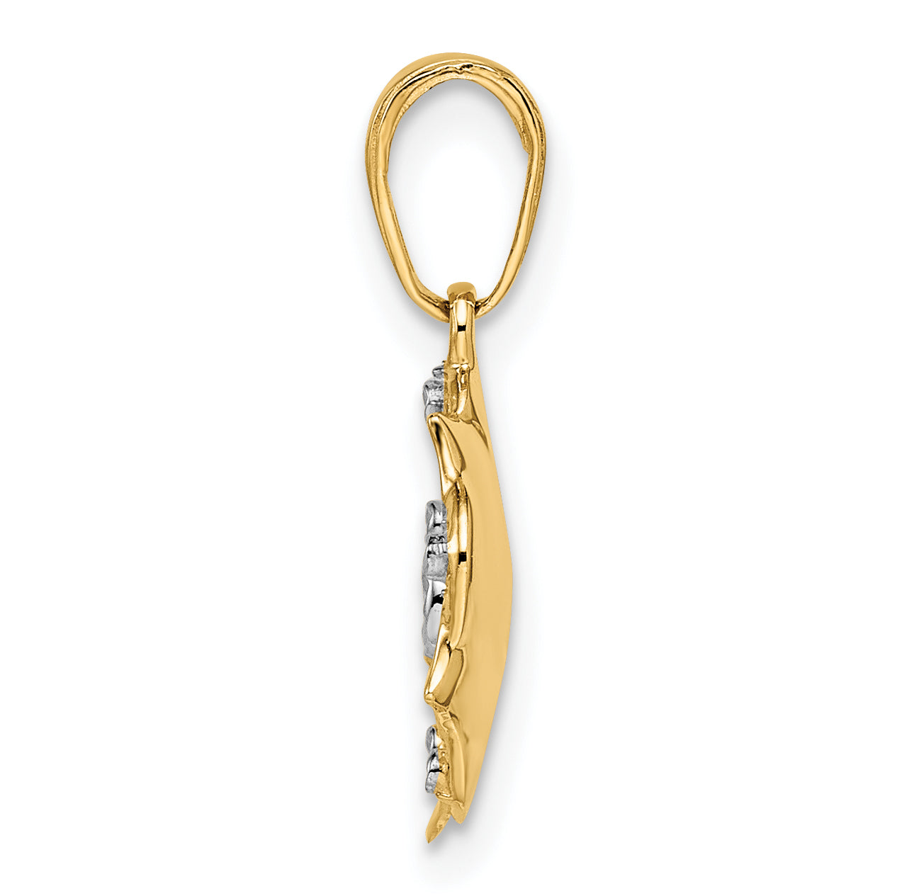 14k and White Rhodium Diamond-cut Flower Pendant Secondary image
