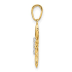 14K and White Rhodium Diamond-cut Flower Pendant