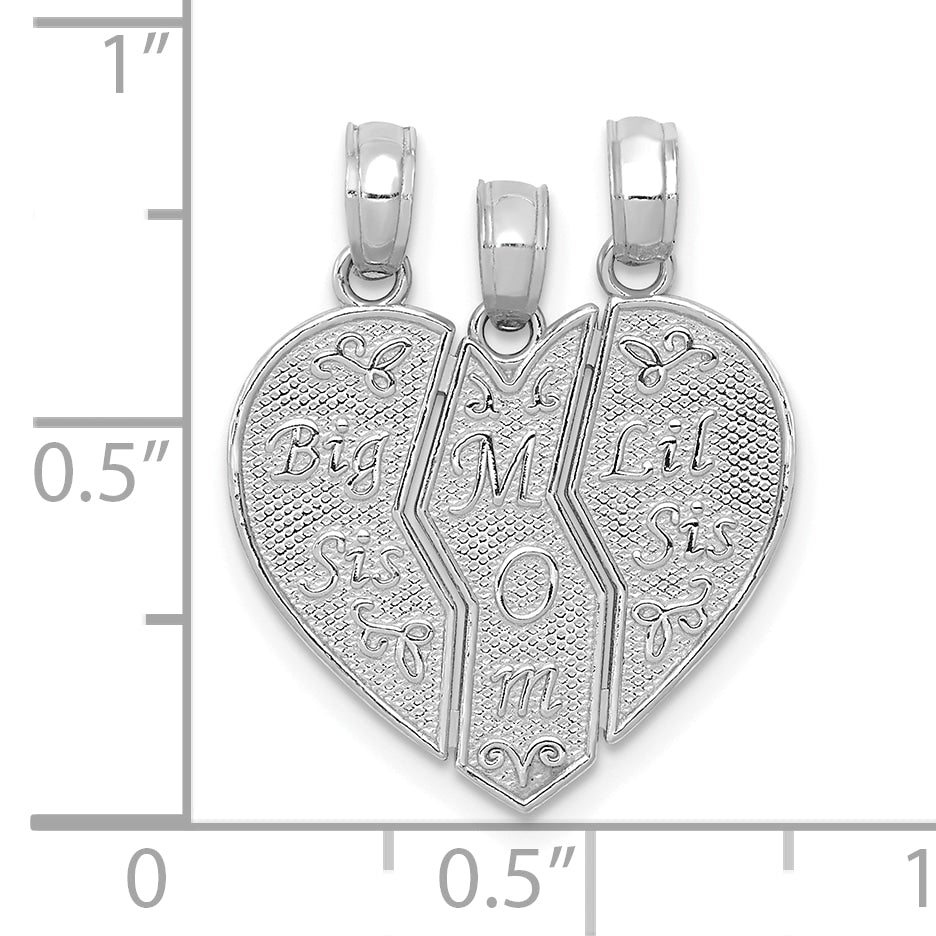 14k White Gold Break-apart BIG SIS-MOM-LIL SIS Charm Secondary image