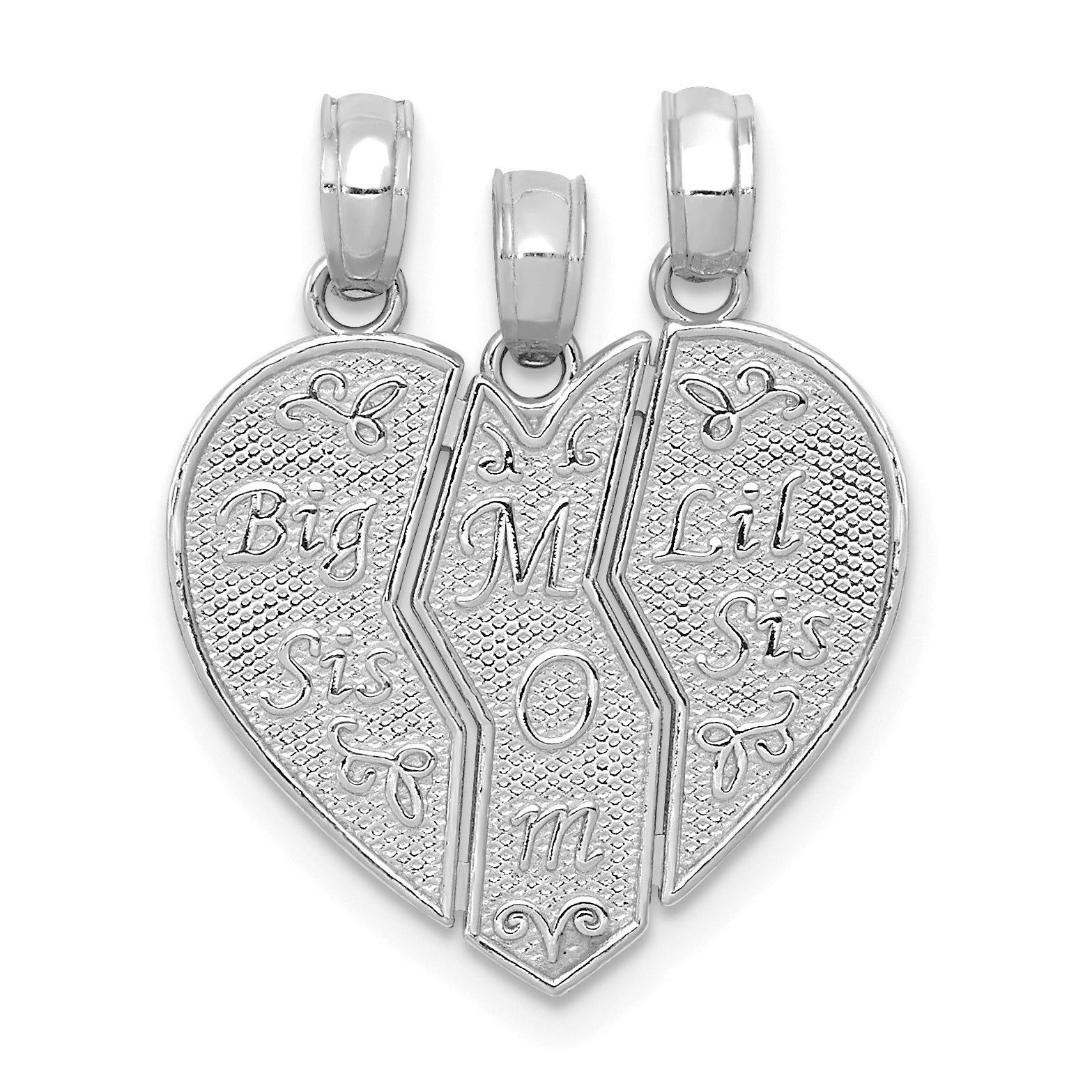 14k White Gold Break-apart BIG SIS-MOM-LIL SIS Charm Main image