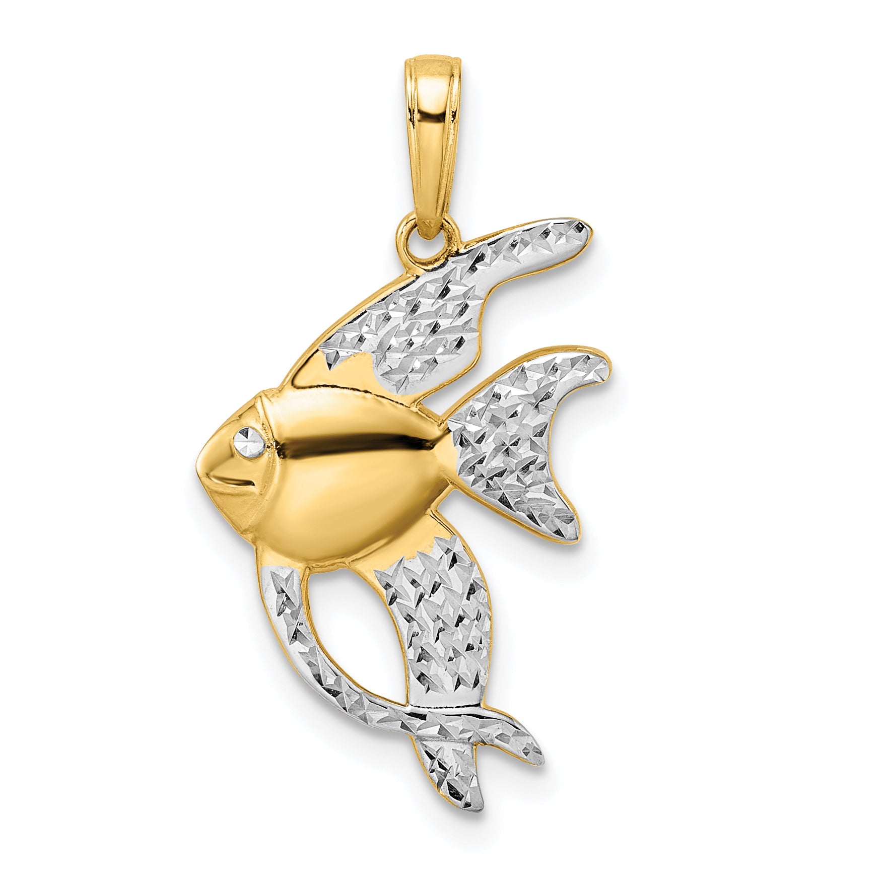 14k and White Rhodium D/C Angel Fish Pendant Main image