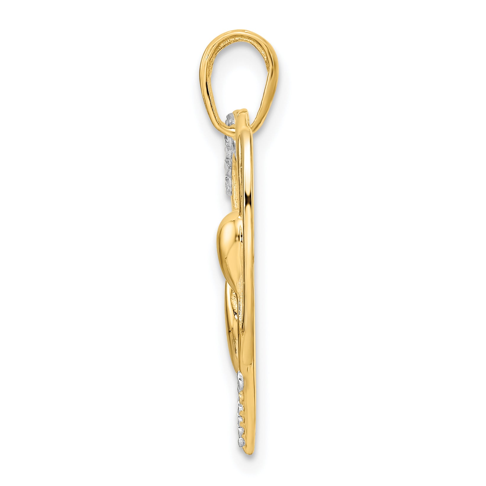 14k and White Rhodium Diamond-cut Cat Stretching in Heart Pendant Secondary image