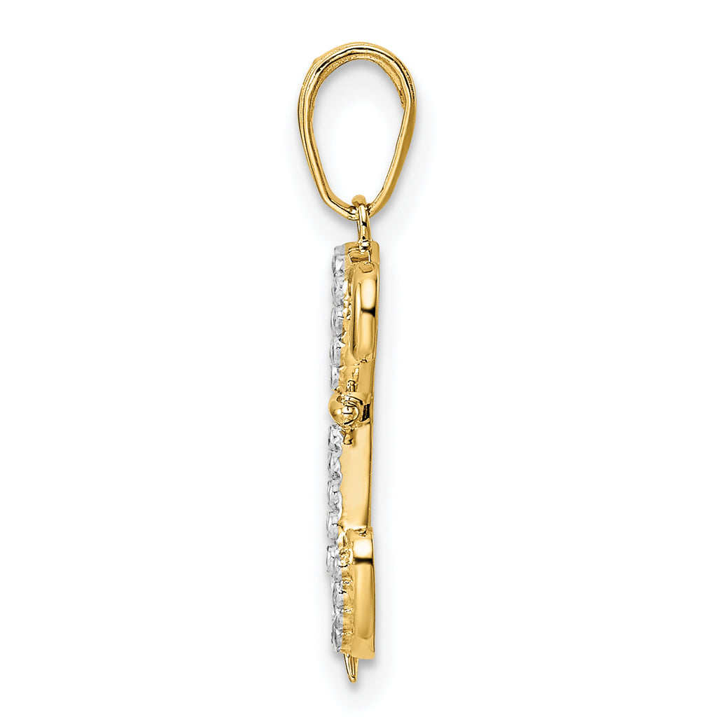 14k and White Rhodium Diamond-cut Sitting Puppy Pendant