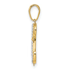 14k and White Rhodium Diamond-cut Sitting Puppy Pendant