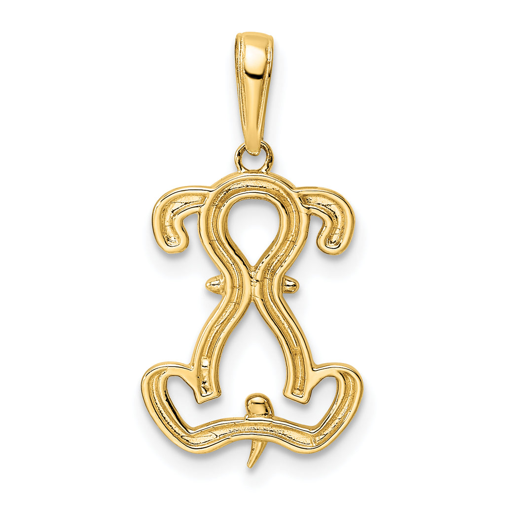 14k and White Rhodium Diamond-cut Sitting Puppy Pendant
