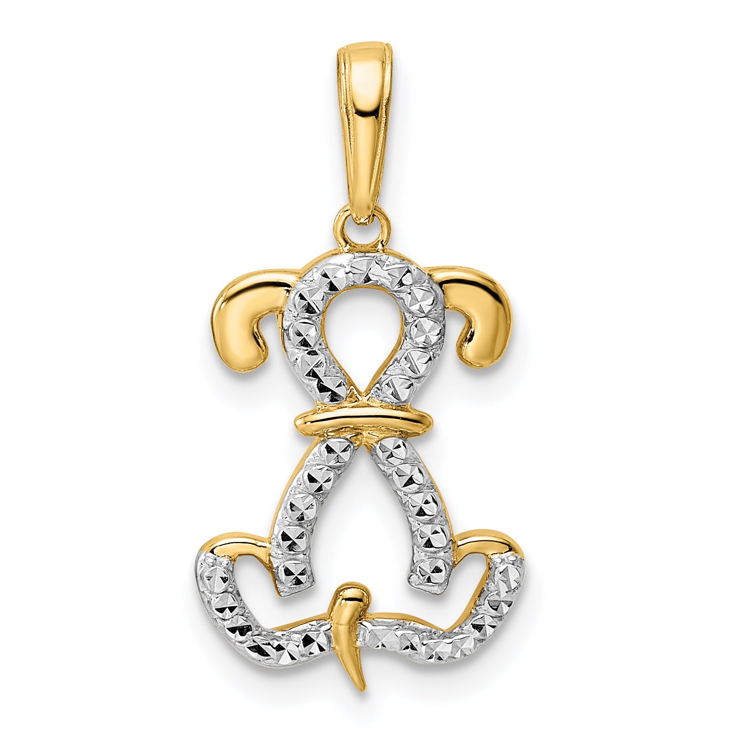 14k and White Rhodium Diamond-cut Sitting Puppy Pendant Main image