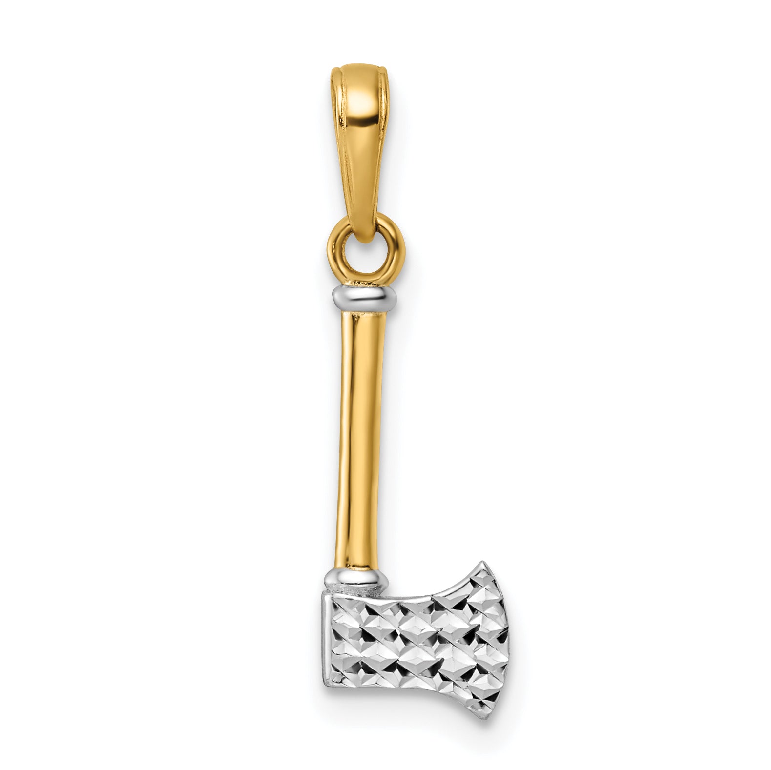 14k and White Rhodium D/C Axe Pendant Main image