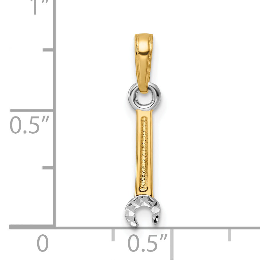14k and White Rhodium D/C Wrench Pendant Secondary image