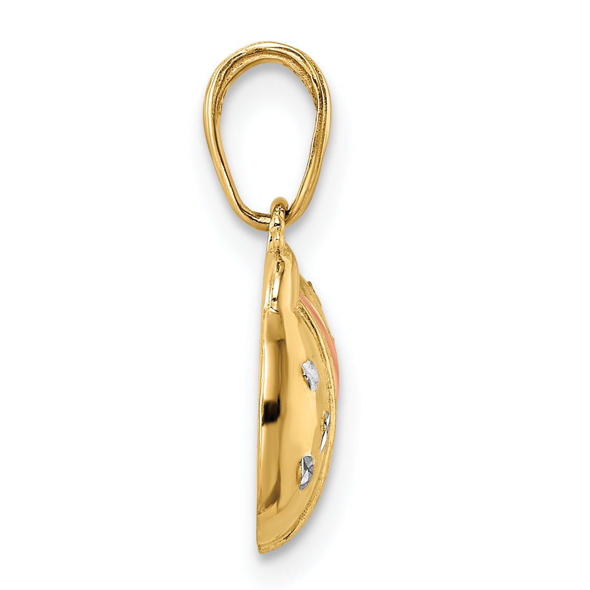 14k w/White and Rose Rhodium Diamond-cut Ladybug Pendant Secondary image