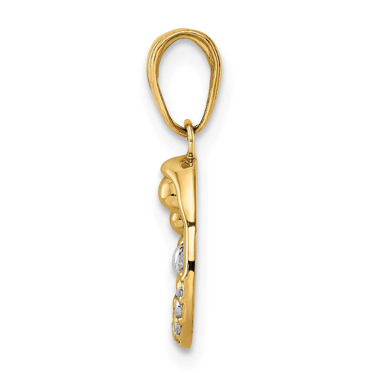 14k and White Rhodium Diamond-cut Mother and Baby Teardrop Pendant Secondary image
