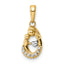14k and White Rhodium Diamond-cut Mother and Baby Teardrop Pendant