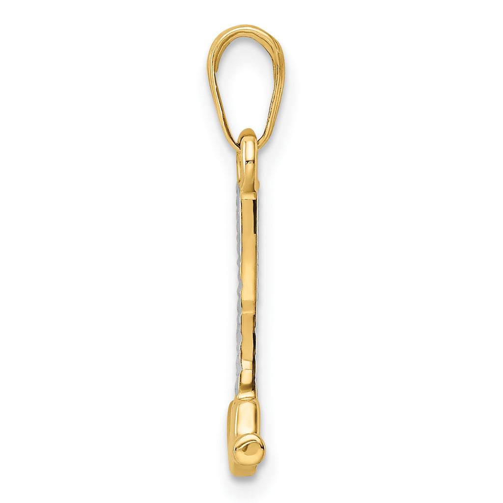 14k and White Rhodium D/C Hammer Pendant