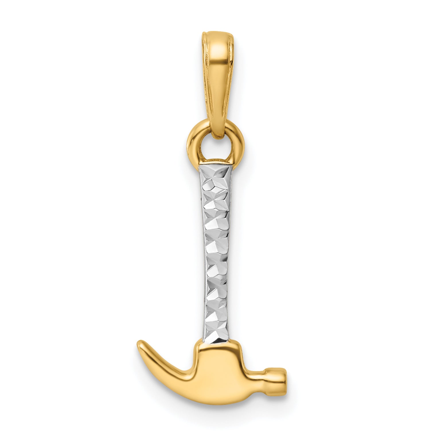 14k and White Rhodium D/C Hammer Pendant Main image