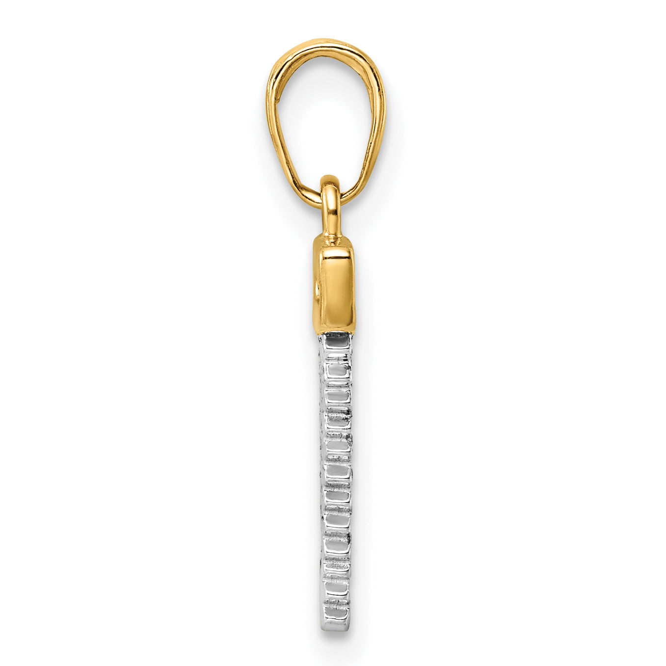 14k and White Rhodium D/C Saw Pendant Secondary image