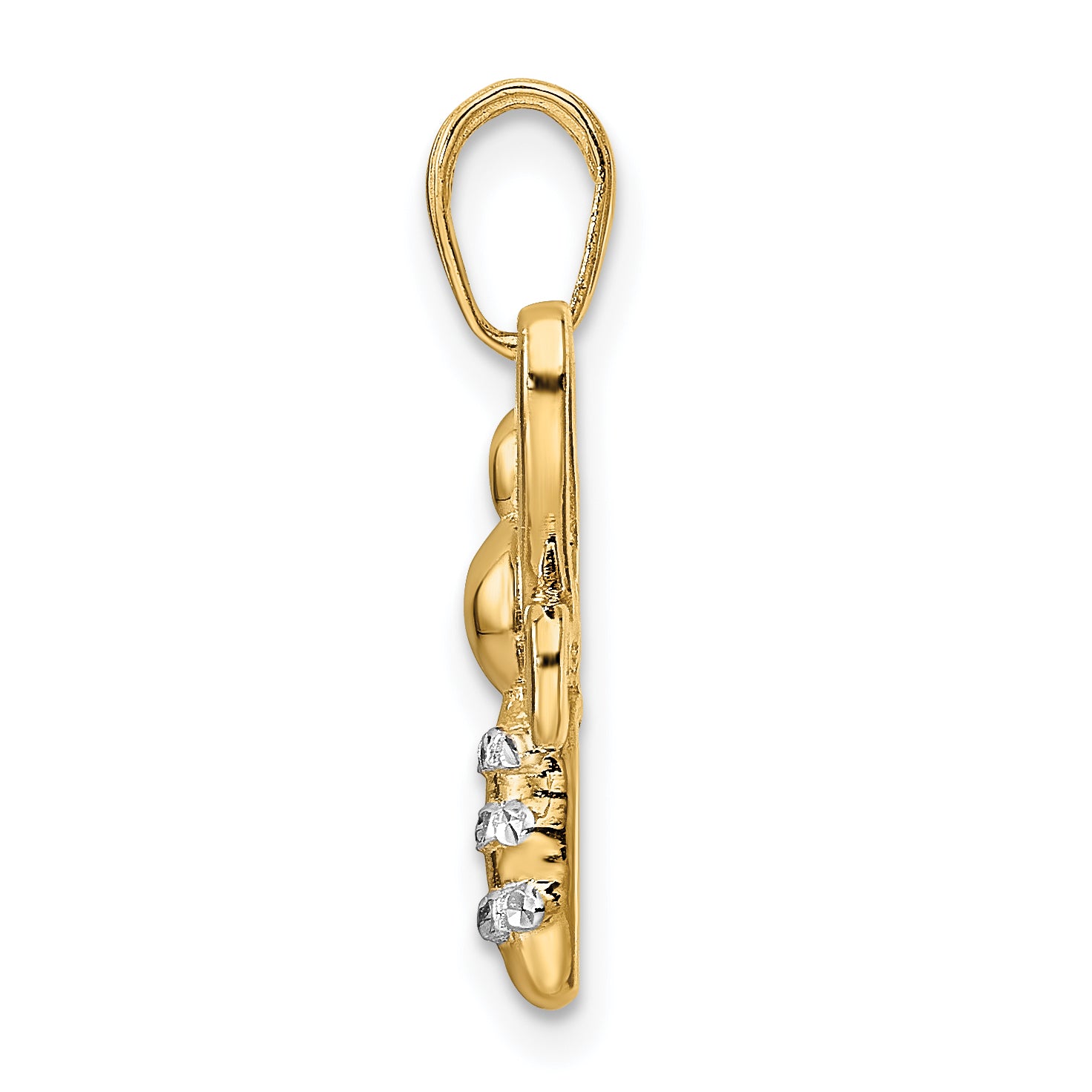 14k and White Rhodium Diamond-cut Bumblebee Pendant Secondary image