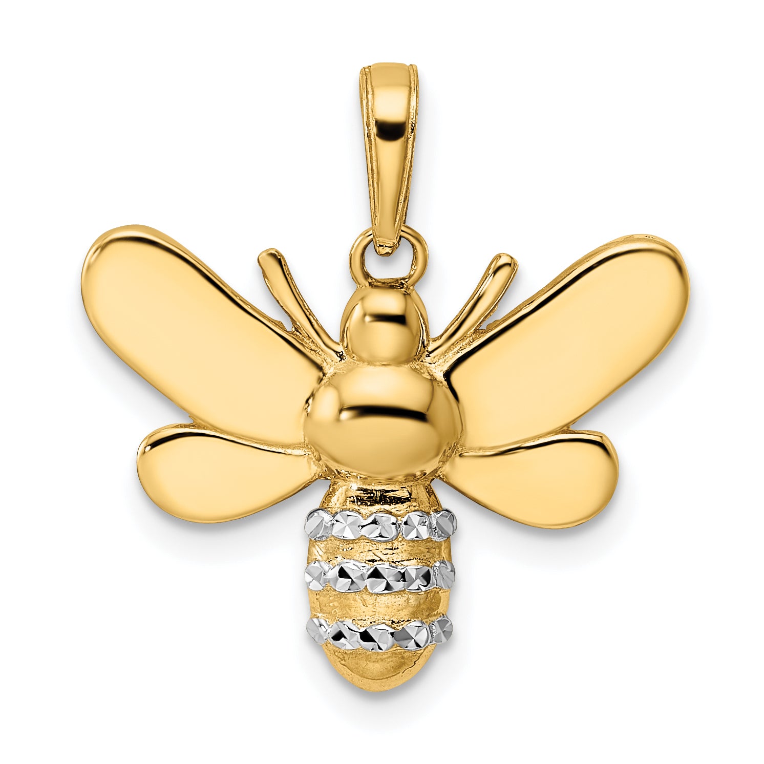 14k and White Rhodium Diamond-cut Bumblebee Pendant Main image