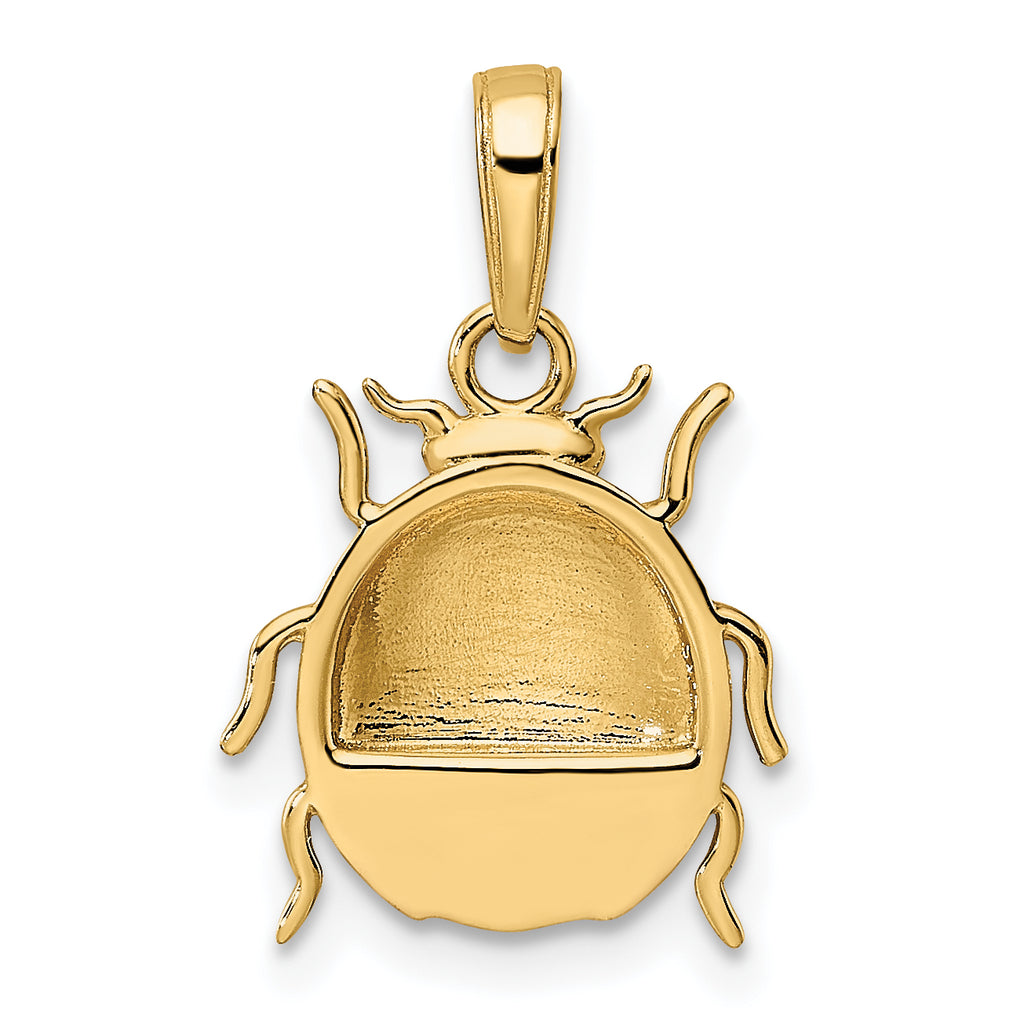 14k w/White and Rose Rhodium Diamond-cut Ladybug Pendant