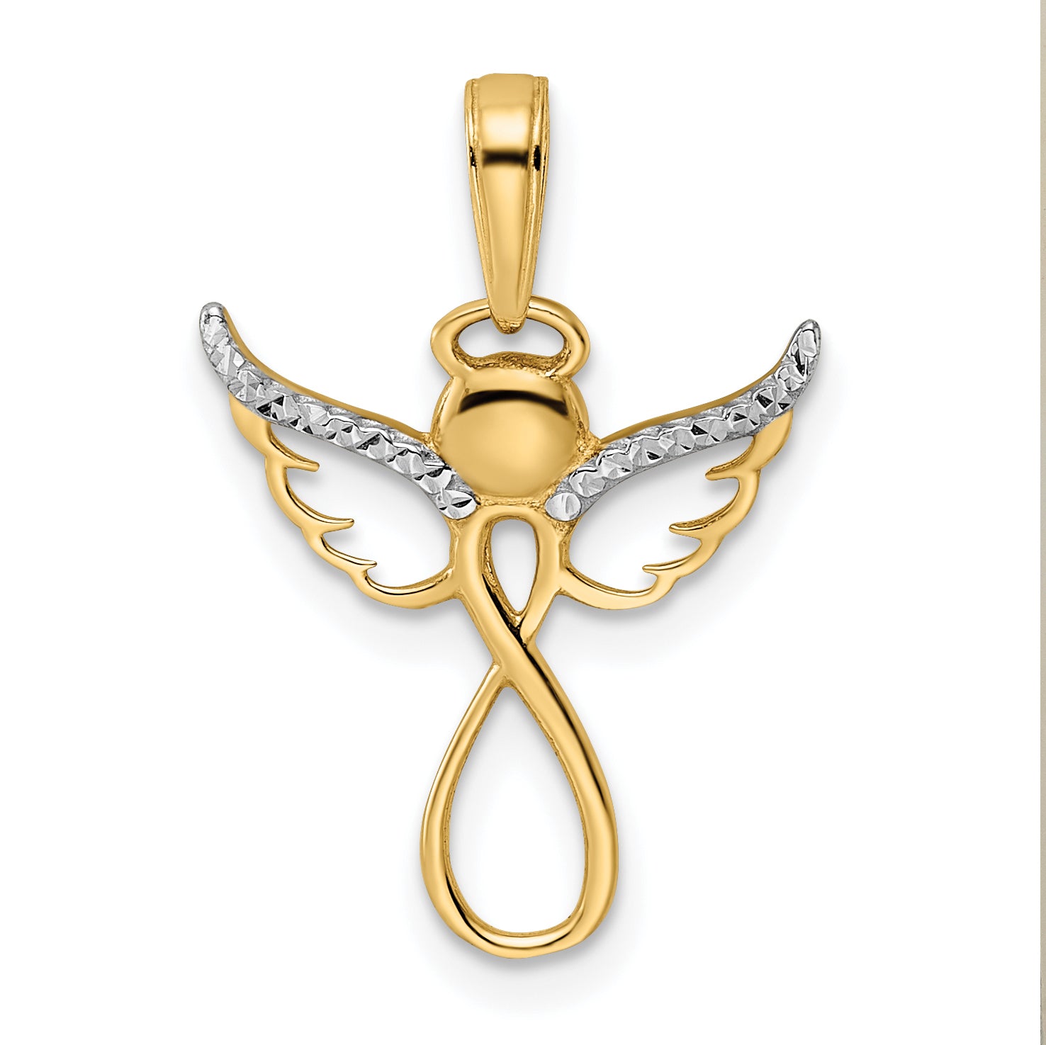 14K w/White Rhodium D/C Infinity Angel Pendant Main image