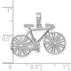 14K White Gold Polished Bicycle Charm