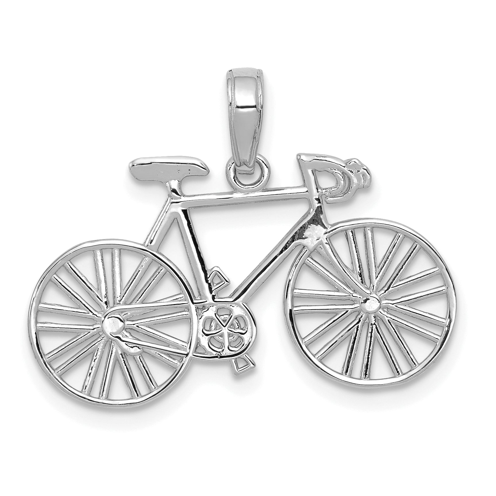 14K White Gold Polished Bicycle Charm Main image