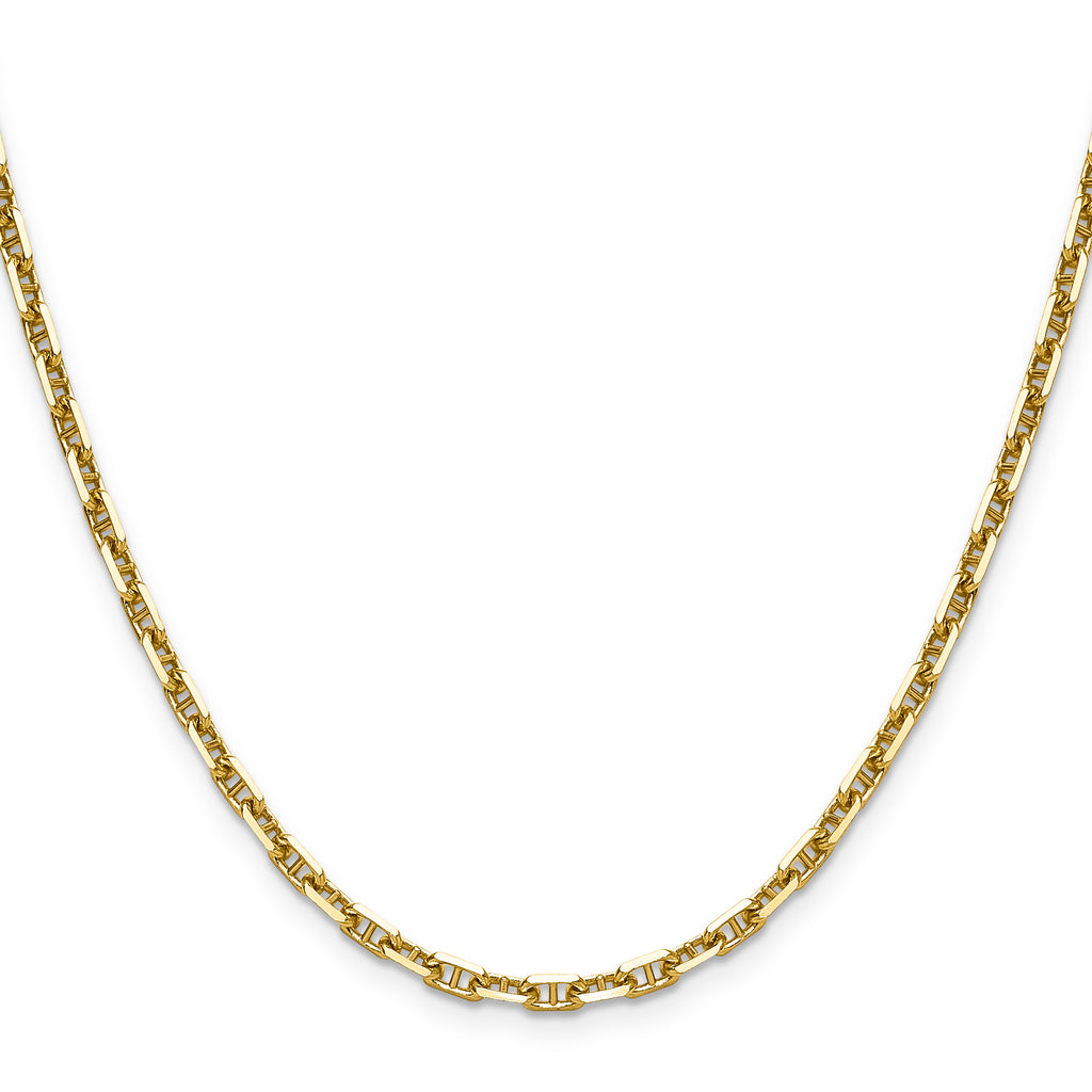 14K Yellow Gold Diamond-Cut Anchor Chain Necklace 3.3mm