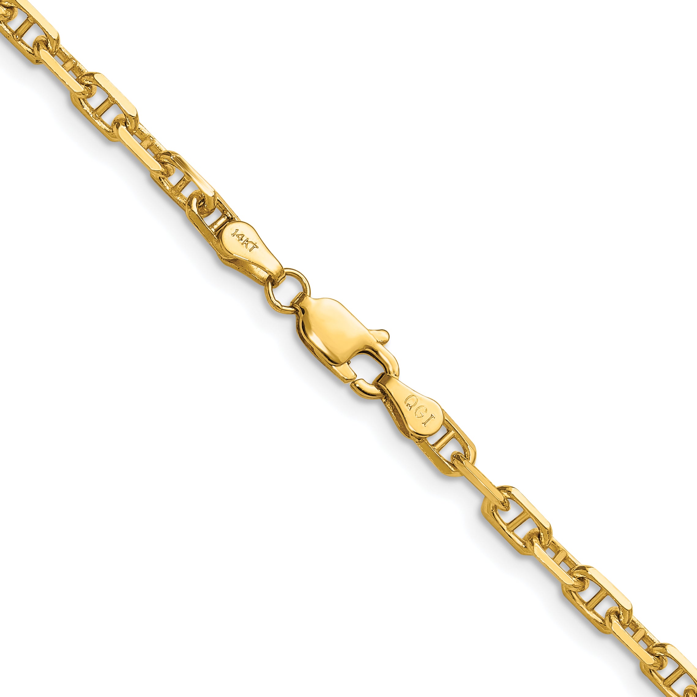 14K Yellow Gold Diamond-Cut Anchor Chain Necklace 3.3mm