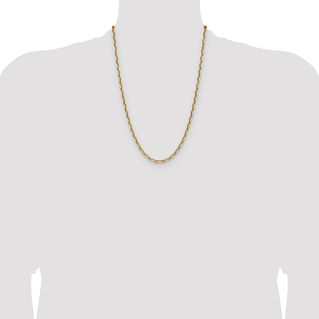 14K Yellow Gold Diamond-Cut Anchor Chain Necklace 3.3mm