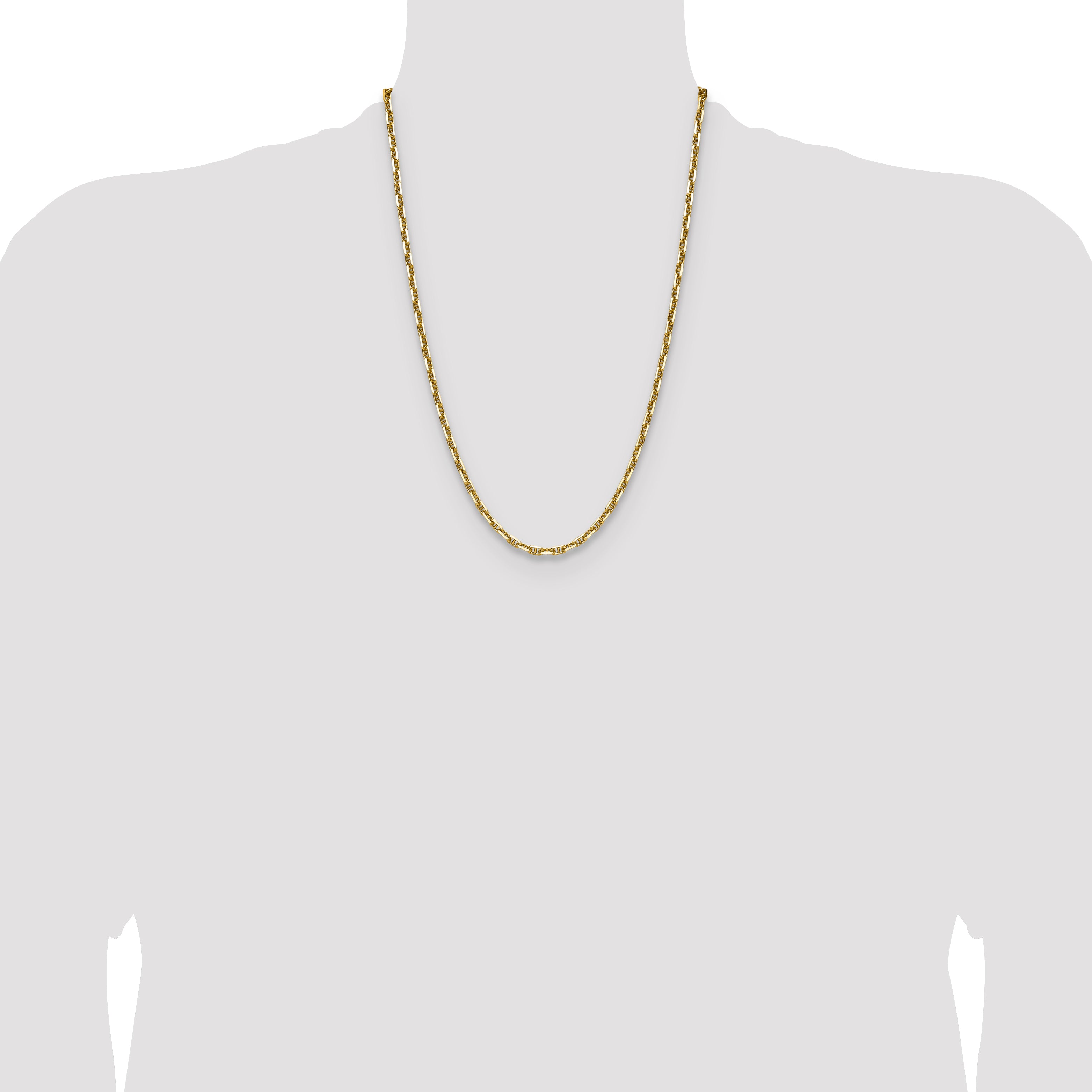 14K Yellow Gold Diamond-Cut Anchor Chain Necklace 3.3mm