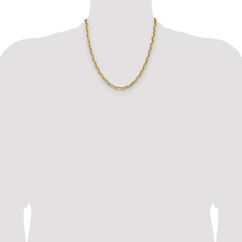 14K Yellow Gold Diamond-Cut Anchor Chain Necklace 5.6mm