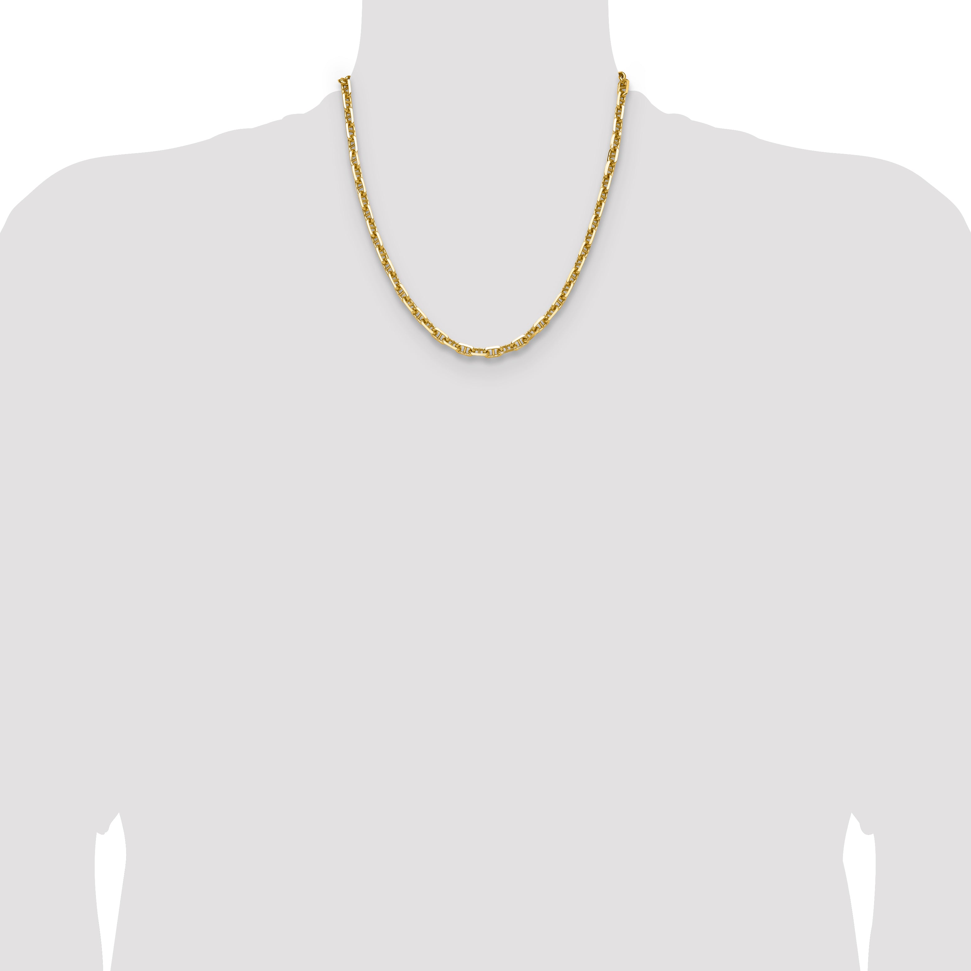 14K Yellow Gold Diamond-Cut Anchor Chain Necklace 5.6mm