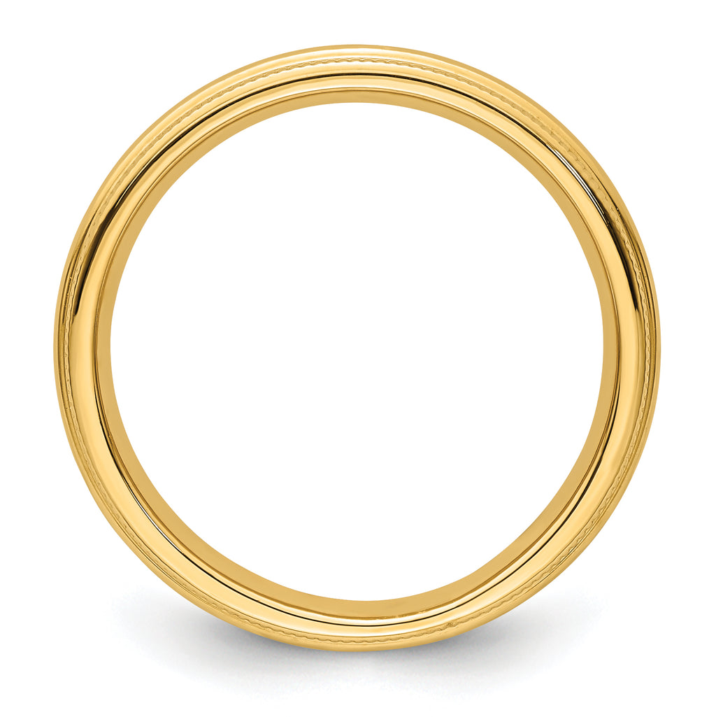 14k Yellow Gold 3mm Milgrain Half Round Comfort Fit Wedding Band