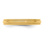 14k Yellow Gold 3mm Milgrain Half Round Comfort Fit Wedding Band