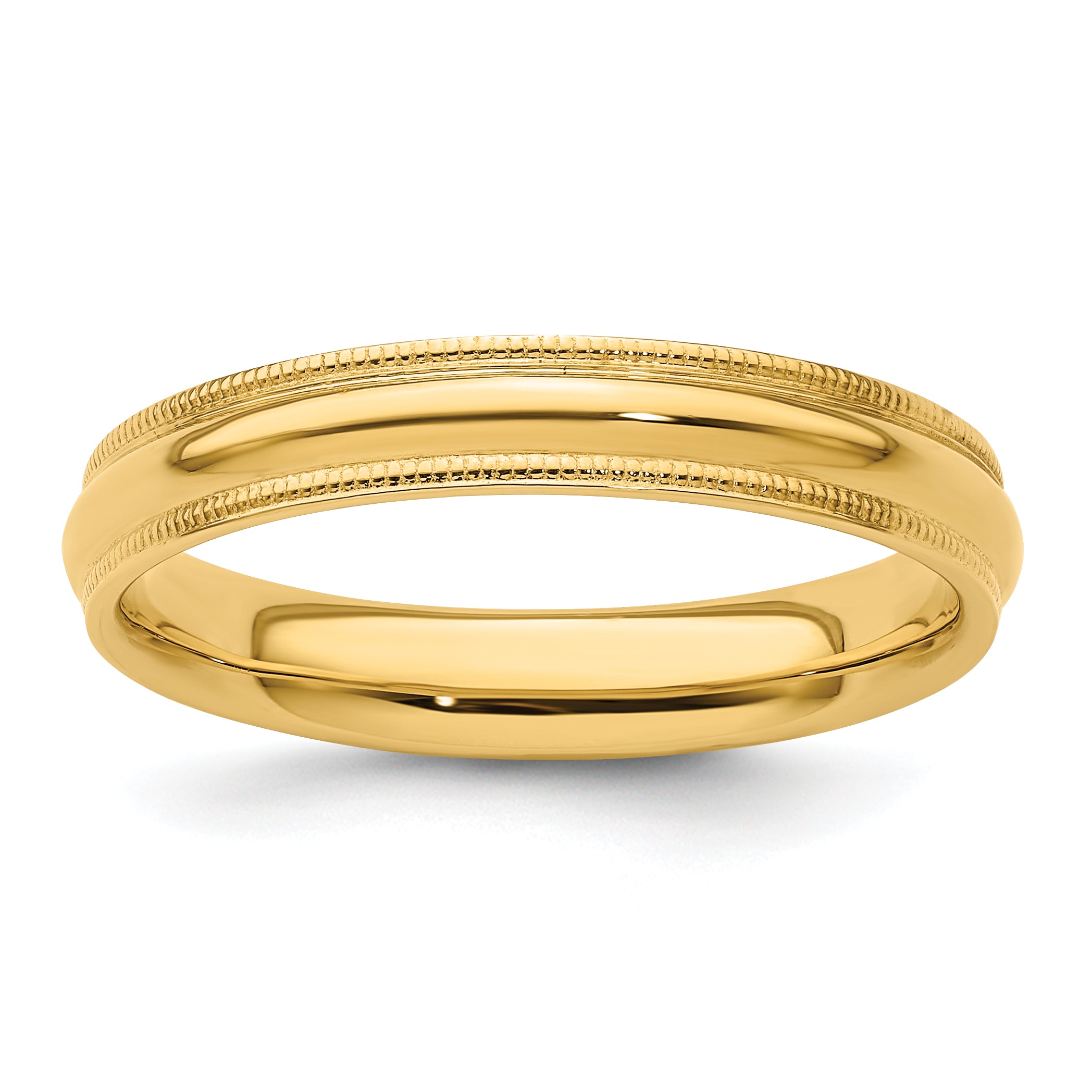 14k Yellow Gold 4mm Milgrain Half Round Comfort Fit Wedding Band Main image